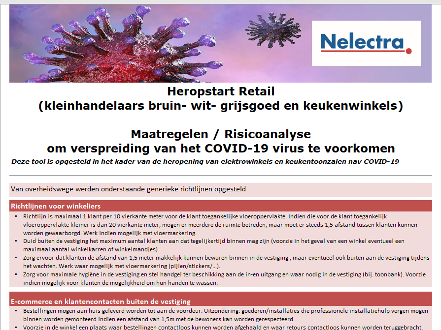 Risicoanalyse coronavirus Handelaar 
