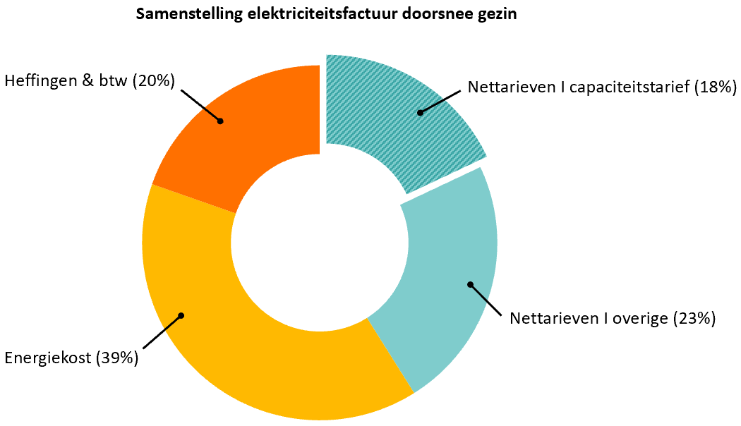 Samenstelling elektriciteitsfactuur doorsnee gezin